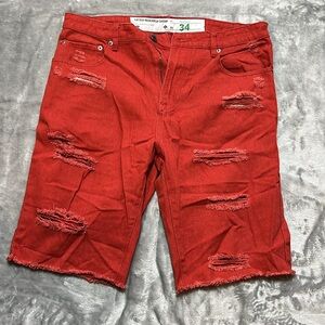 Lrg distressed faded red shorts. Size 34. Unisex but designed for men